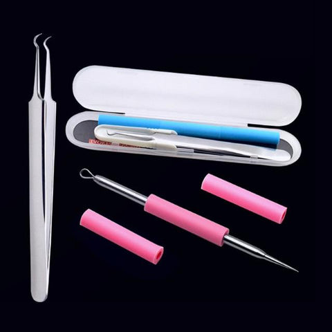 4Pcs/Set silver Blackhead Remover Acne Extractor Black Spots Point Noir Pore Cleanser blackhead extractor Face Skin Care Tool