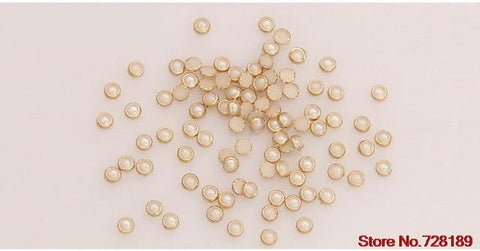 4mm Colorful Half Round Pearls  Metal Rhinestone DIY Nail Art  Nail Beads Beauty Decoration Glitter 50PCS