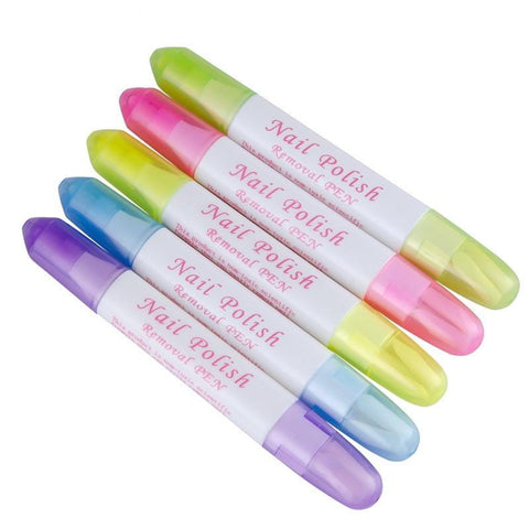 5 Colors Nail Polish Remover Pen Manicure Articles Correction Pencil Nail Art Tool Necessary With 3 Pen Heads By Random