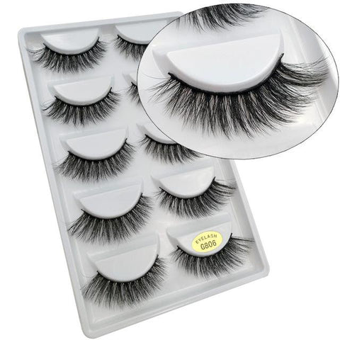 5 pairs 100% Real Fake Mink Eyelashes 3D Natural False Eyelashes 3d Mink Lashes Soft Eyelash Extension Makeup Kit Cilios G806