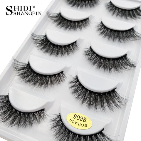 5 pairs 100% Real Fake Mink Eyelashes 3D Natural False Eyelashes 3d Mink Lashes Soft Eyelash Extension Makeup Kit Cilios G806