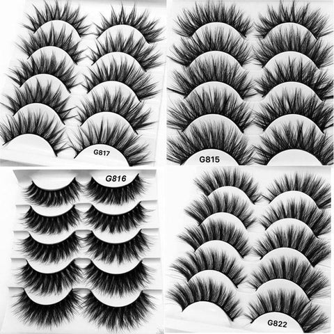 5 pairs 3D mink lashes false eyelashes natural makeup eyelash extension long cross volume soft fake eye lashes winged faux cils