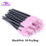50 Pcs/Set Six Colors Disposable Mascara Wands Mini Lashes Brushes Mascara Applicator  Micro Spoolie Brushes for Eye Lash