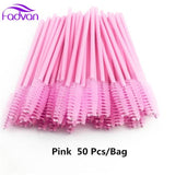 50 Pcs/Set Six Colors Disposable Mascara Wands Mini Lashes Brushes Mascara Applicator  Micro Spoolie Brushes for Eye Lash