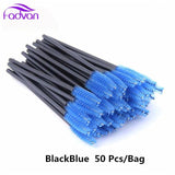 50 Pcs/Set Six Colors Disposable Mascara Wands Mini Lashes Brushes Mascara Applicator  Micro Spoolie Brushes for Eye Lash