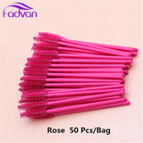 50 Pcs/Set Six Colors Disposable Mascara Wands Mini Lashes Brushes Mascara Applicator  Micro Spoolie Brushes for Eye Lash