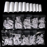 500PCS 10 Sizes White/  Clear /Natural False French Style Acrylic UV Gel Nail Tips Free Shipping