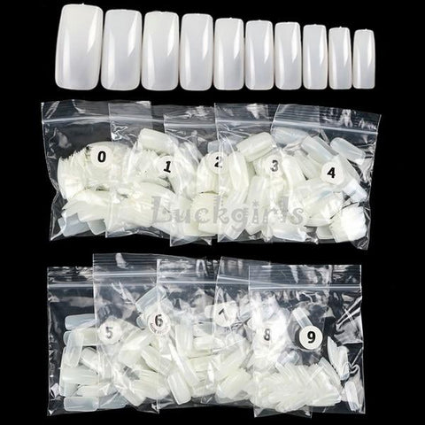 500PCS 10 Sizes White/  Clear /Natural False French Style Acrylic UV Gel Nail Tips Free Shipping