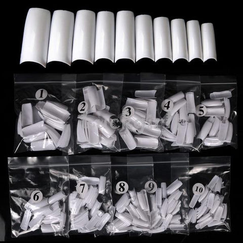 500PCS 10 Sizes White/  Clear /Natural False French Style Acrylic UV Gel Nail Tips Free Shipping