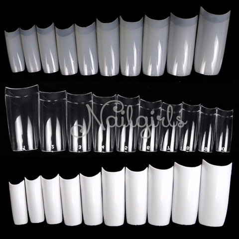 500PCS 10 Sizes White/  Clear /Natural False French Style Acrylic UV Gel Nail Tips Free Shipping