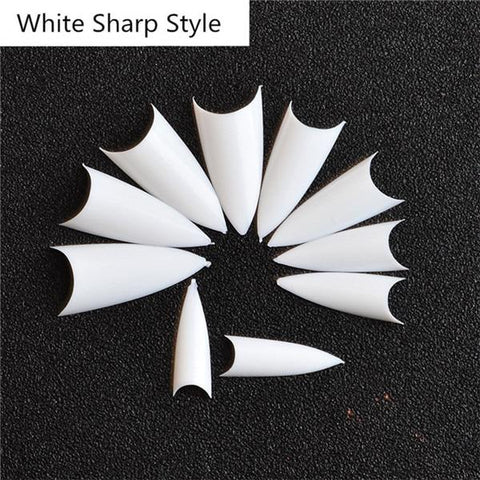 500PCS Nude White Half Sharp Nail Tips South French Salon Acrylic Nail Art False Nail Tips For Manicure For Salon Tips Build