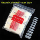 500PCS Nude White Half Sharp Nail Tips South French Salon Acrylic Nail Art False Nail Tips For Manicure For Salon Tips Build