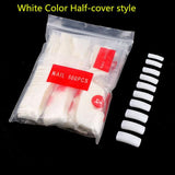 500PCS Nude White Half Sharp Nail Tips South French Salon Acrylic Nail Art False Nail Tips For Manicure For Salon Tips Build