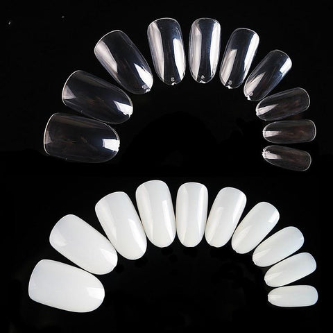 500pcs False Nails Oval French Fake Nails Short Clear Full Cover Nail Decorated Nail Tips Manicure Accessories