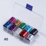 50Pcs Shimmer Starry Sky Nail Foil Colorful Nail Starry Glitter Transfer Sticker Manicure Nail Art Decoration