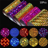 50Pcs Shimmer Starry Sky Nail Foil Colorful Nail Starry Glitter Transfer Sticker Manicure Nail Art Decoration