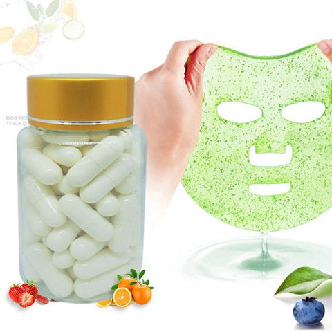 50pcs Capsule Mask Powder Collagen Protein Facial Skin Care Mask Bioactive Peptides Crystal Rejuvenation Shrink Pore Dropship SK