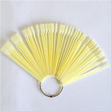 50pcs False Nail Tips Fan Shaped Fake Nail Art Tips Polish UV Gel Sticker Decoration Practice Display Stick Salon Tools BE436