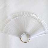 50pcs False Nail Tips Fan Shaped Fake Nail Art Tips Polish UV Gel Sticker Decoration Practice Display Stick Salon Tools BE436