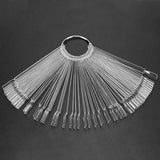 50pcs Nail Art False Tips Practice Display Transparent Natural Color Chart Acrylic UV False Nail Tips Manicure DIY Fake Stickers