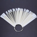 50pcs Nail Art False Tips Practice Display Transparent Natural Color Chart Acrylic UV False Nail Tips Manicure DIY Fake Stickers