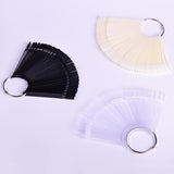 50tips Black/Natural/Transparent Nail Art Practice Display Tools False Nail Tips Fan Shape Polish UV Gel Showing Tool LA436