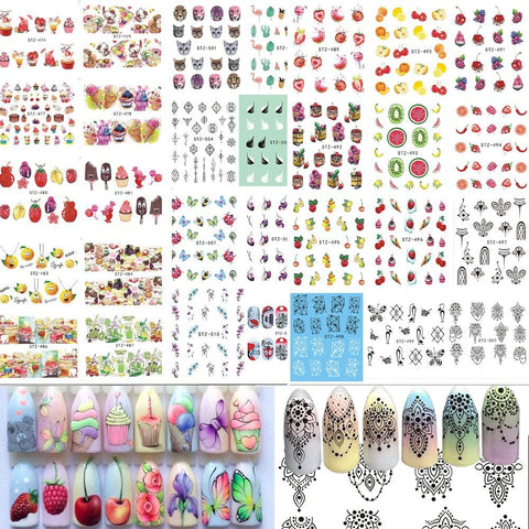 58Sheets Fruit/Necklace Jewelry Pattern Nail Stickers Nail Art Water Transfer Stickers Mixed Nail Tips Decals Decor BESTZ455-512