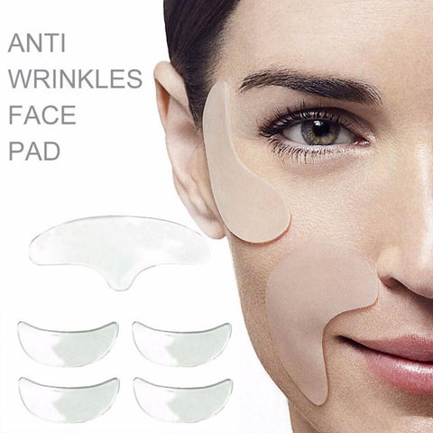 5PC Anti Wrinkle Eye Chin Chic Skin Care Pad 100% Medical Grade Silicone Reusable Face Lifting Silicone Overnight Invisible Pads