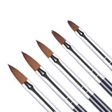 5PCS Acrylic Brush Size 2# 4# 6# 8# 10# Nail Art Brush Carving Flower Pen UV Gel Drawing Painting Brush Handle Nail Art Tool