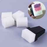 5Pcs Hollow Sponge Nail Stamper Head & 1Pc Black Sponge Holder for Gradient Nail Art Manicure # 26141