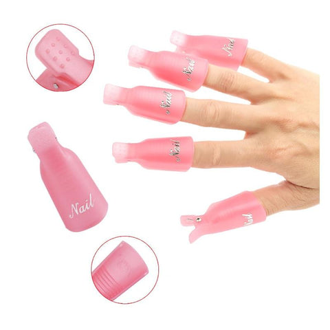 5Pcs/set Nail Art Remover Gel Nail Art Soakers UV Nail Degreaser Polish Wrap Tool Nails Remover Soak Off Cap Clip