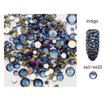 5g/Pack AB Glass Nail Rhinestones Gold Flatback Mixed Sizes Nail Art Decoration Stones Shiny Gems Manicure Accessories MJZ2109