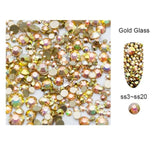 5g/Pack AB Glass Nail Rhinestones Gold Flatback Mixed Sizes Nail Art Decoration Stones Shiny Gems Manicure Accessories MJZ2109