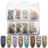5g/Pack AB Glass Nail Rhinestones Gold Flatback Mixed Sizes Nail Art Decoration Stones Shiny Gems Manicure Accessories MJZ2109