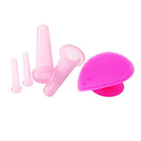 5pcs/set Silicone Face Cupping Cups Jar Vacuum Cans Facial Lifting Body Eye Back Massage+Cleansing Brush Anti-cellulite Massager