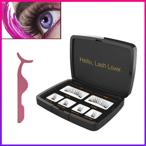 6Pc 3D makeup Magnetic Eyelashes False Eyelashes make up Mink Lashes Full Strip Lashes & Tweezers Double Magnet Fake Eye Lashes