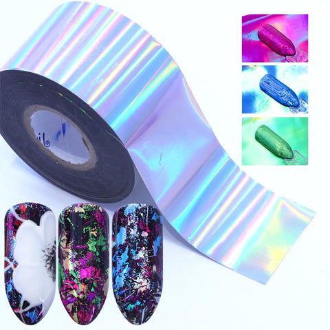 7pcs Holographic Nail Foil Colorful Transfer Stickers Starry Decals Sliders for Nail Art Decoration Tips Manicure Tools BEA07