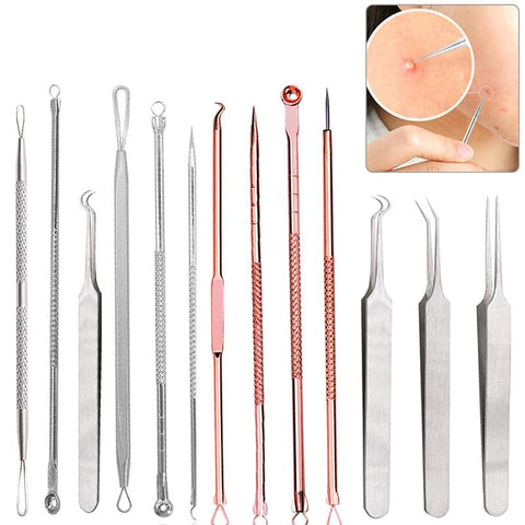 7styles Blackhead Pimple Acne Remover Tool Needles Comedone Blemish Extractor Spoon for Face Cleaning Skin Care Acne Tweezers