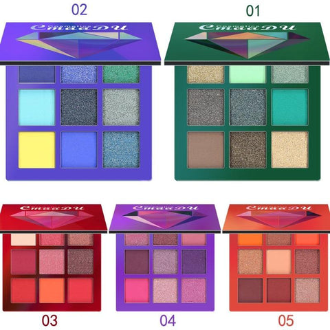 9 Colors Eye Shadow Makeup Palettes Waterproof Earth Warm Shimmer Matte Powder For Party Wedding Makeup With Brush