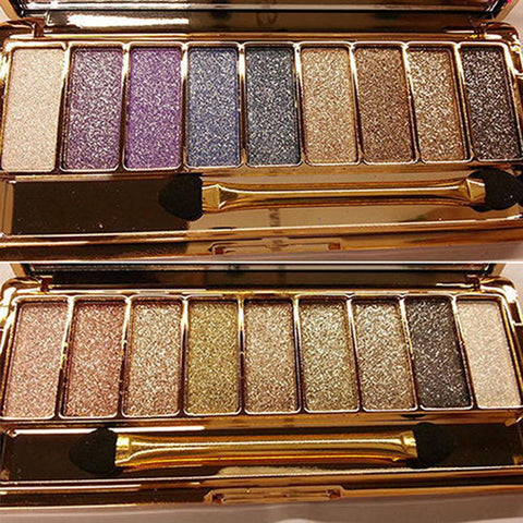 9 Colors Eyeshadow Palette Women Diamond Bright Shining Colorful Makeup Eye Shadow Flash Glitter Make Up Set With Brush