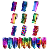 9 Sheets Gradient Starry Sky Nail Foil 2.5*20cm Nail Art Transfer Sticker Nail Foil Paper Sticker for Nail Art Decoration Set