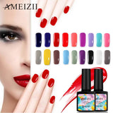 AMEIZII Pure Color UV Nail Gel Polish Nail Art Design Manicure Soak Off Vernis Top Base Coat Gel Nail Polish Lacquer 27Colors