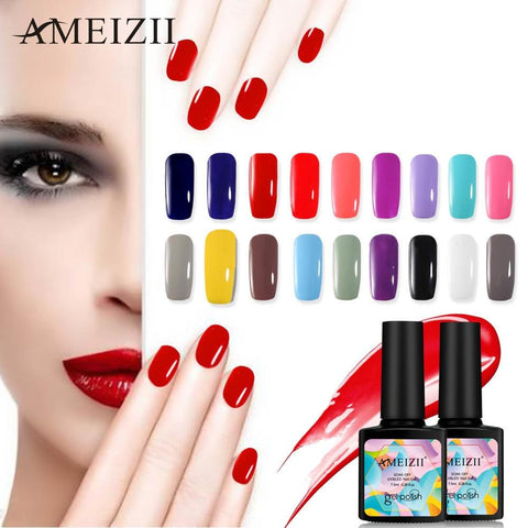 AMEIZII Pure Color UV Nail Gel Polish Nail Art Design Manicure Soak Off Vernis Top Base Coat Gel Nail Polish Lacquer 27Colors