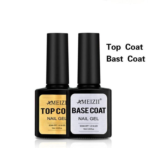 AMEIZII Top Base Coat Soak Off Gel Nail Polish UV LED Nail Primer Builder Fingernail Gel Varnish Transparent Nail Art Lacquer