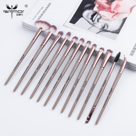 Anmor New Make Up Brushes 12 PCS Professional Blending Eyeshadow Eyebrow Brush For Makeup Beauty Set