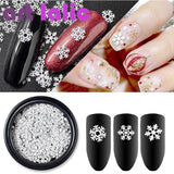 Artlalic 1 Box Nail Art Christmas Snowflake Glitter Mixed 3D Sequins White 3 Designs Manicure Decorations DIY Decals