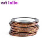 Artlalic 10 Rolls Line Nail Striping Tapes Sticker 1mm Adhesive Multi Color DIY Manicure Nail Art Styling Tools Tips Decals