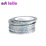 Artlalic 10 Rolls Line Nail Striping Tapes Sticker 1mm Adhesive Multi Color DIY Manicure Nail Art Styling Tools Tips Decals