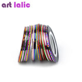 Artlalic 10 Rolls Line Nail Striping Tapes Sticker 1mm Adhesive Multi Color DIY Manicure Nail Art Styling Tools Tips Decals