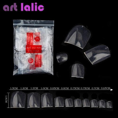 Artlalic 500Pcs Artificial False Toe Nails Tips for Nail Art Decoration Foot Manicure Beauty Tools Natural/Clear/White Fake Nail